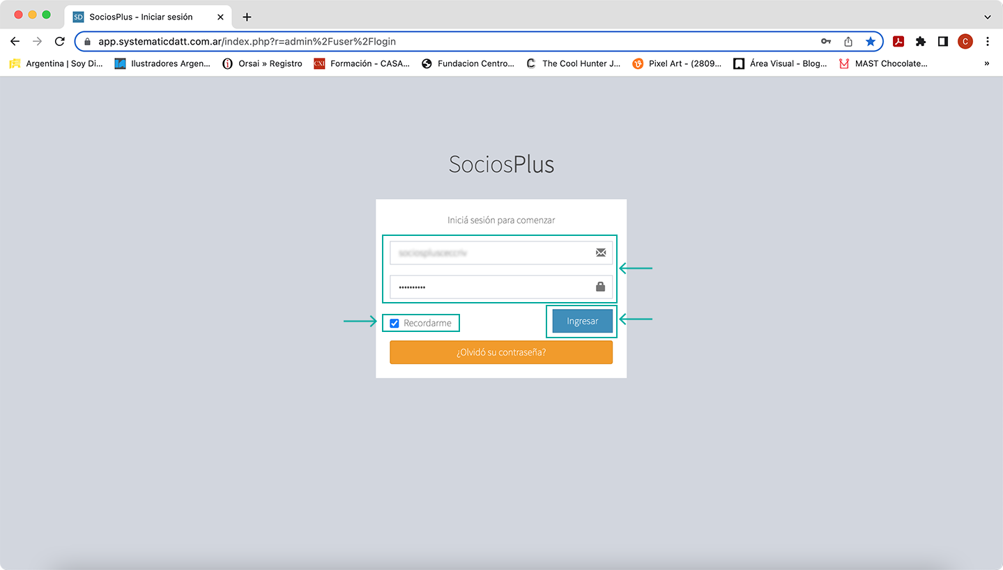 Iniciar Sesión en Socios Plus para crear una Declaración Jurada