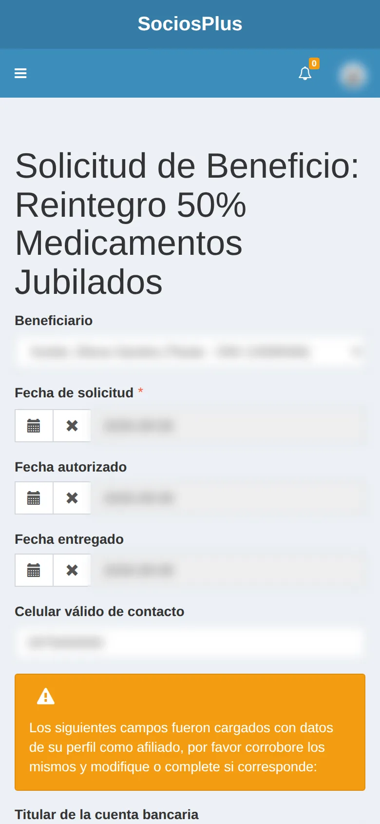 Pantalla de SociosPlus en el celular: Cómo pedir un beneficio y hacer seguimiento