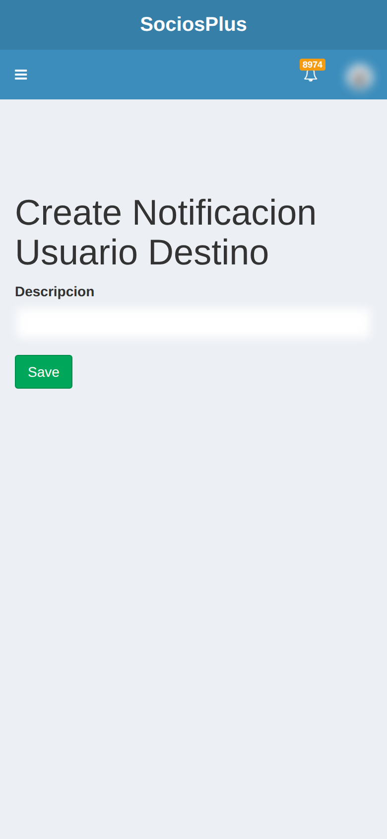 Pantalla de SociosPlus en el celular: Cómo configurar destinos de notificaciones — paso 2 de 2