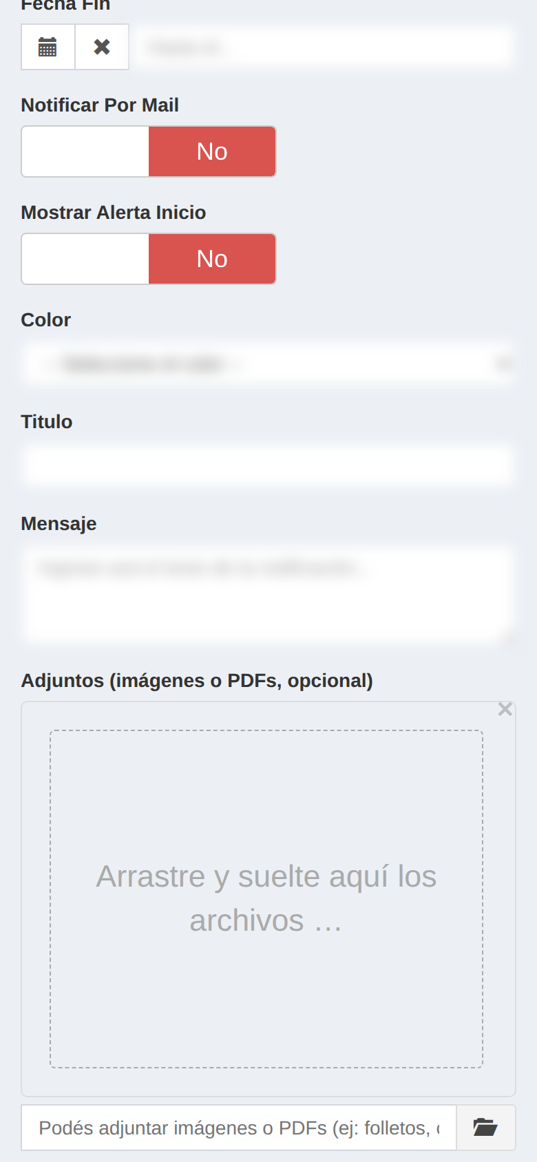 Pantalla de SociosPlus en el celular: Cómo crear notificación de usuario — paso 2 de 2