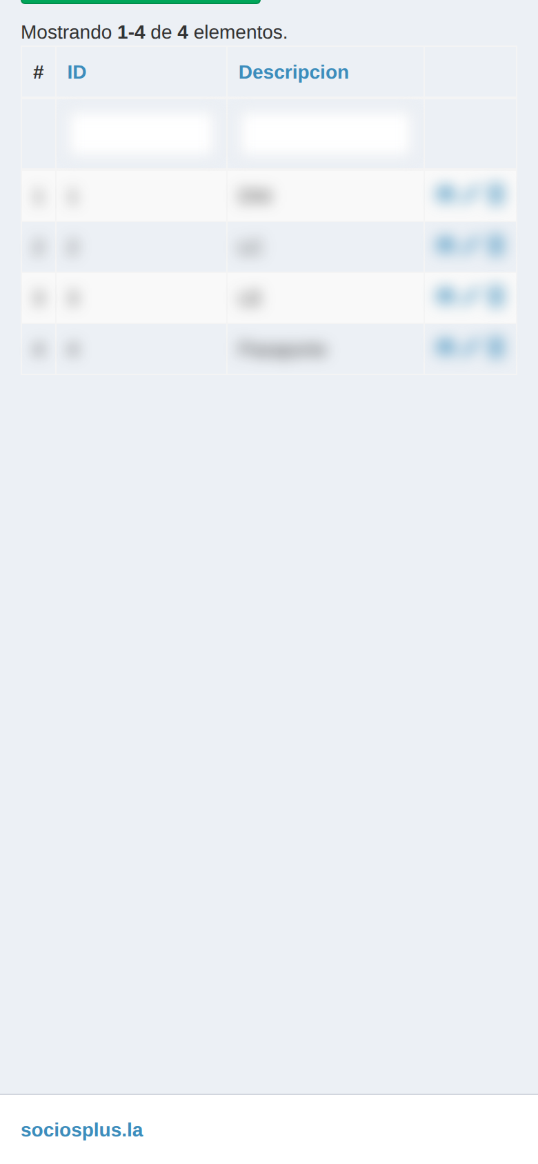 Pantalla de SociosPlus en el celular: Cómo crear tipo de documento — paso 2 de 2