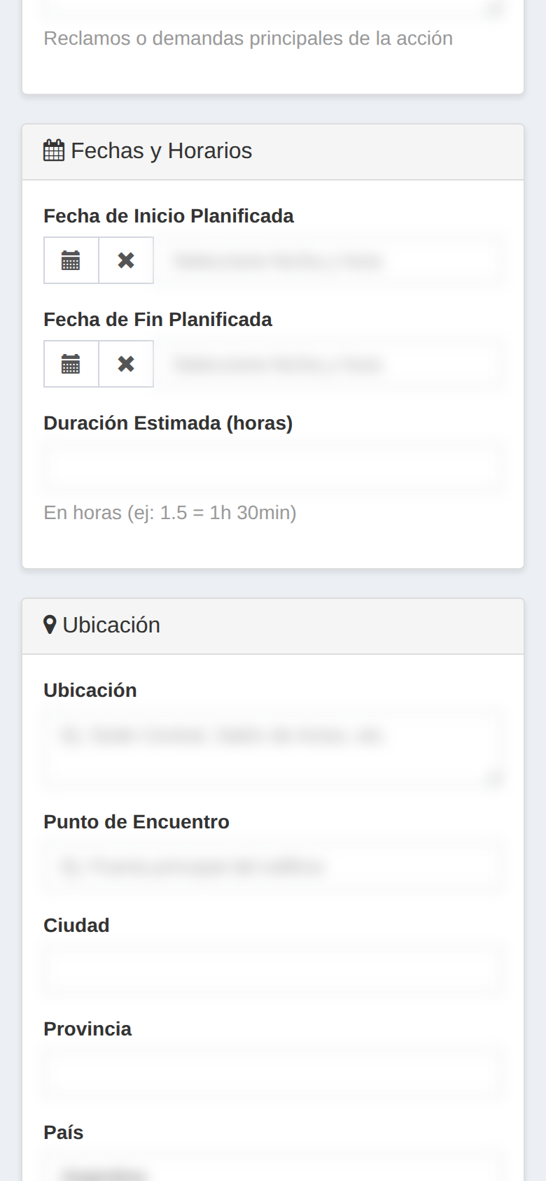 Pantalla de SociosPlus en el celular: Cómo crear una acción gremial — paso 2 de 2