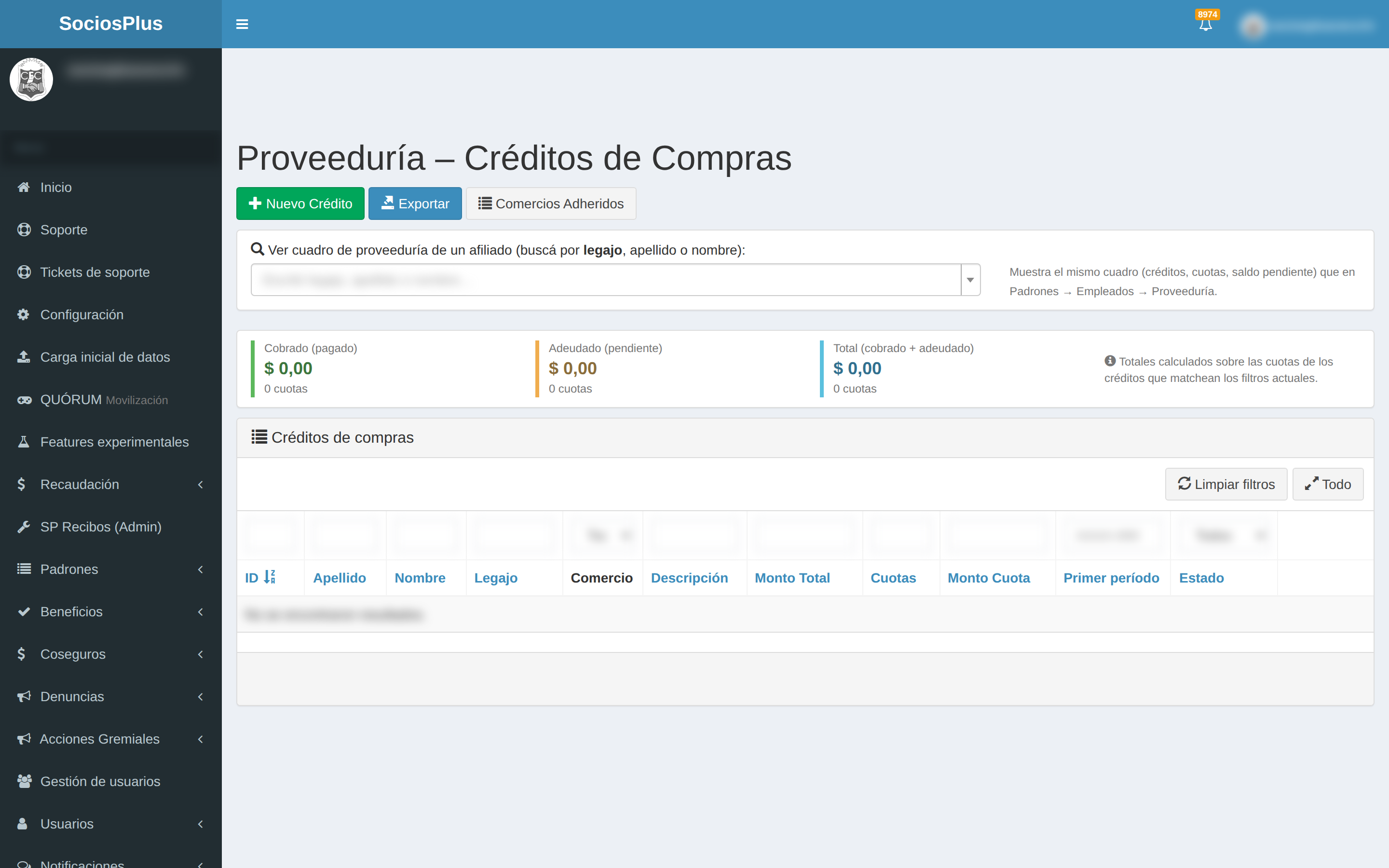 Pantalla de SociosPlus en escritorio: Cómo editar un crédito de proveeduría — paso 1 de 2