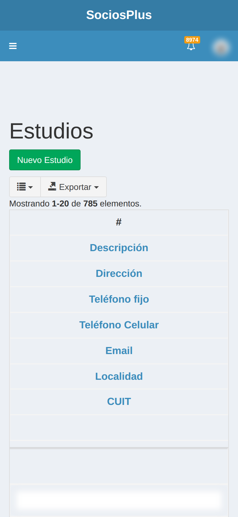 Pantalla de SociosPlus en el celular: Cómo funcionan los estudios contables en SociosPlus — paso 1 de 2