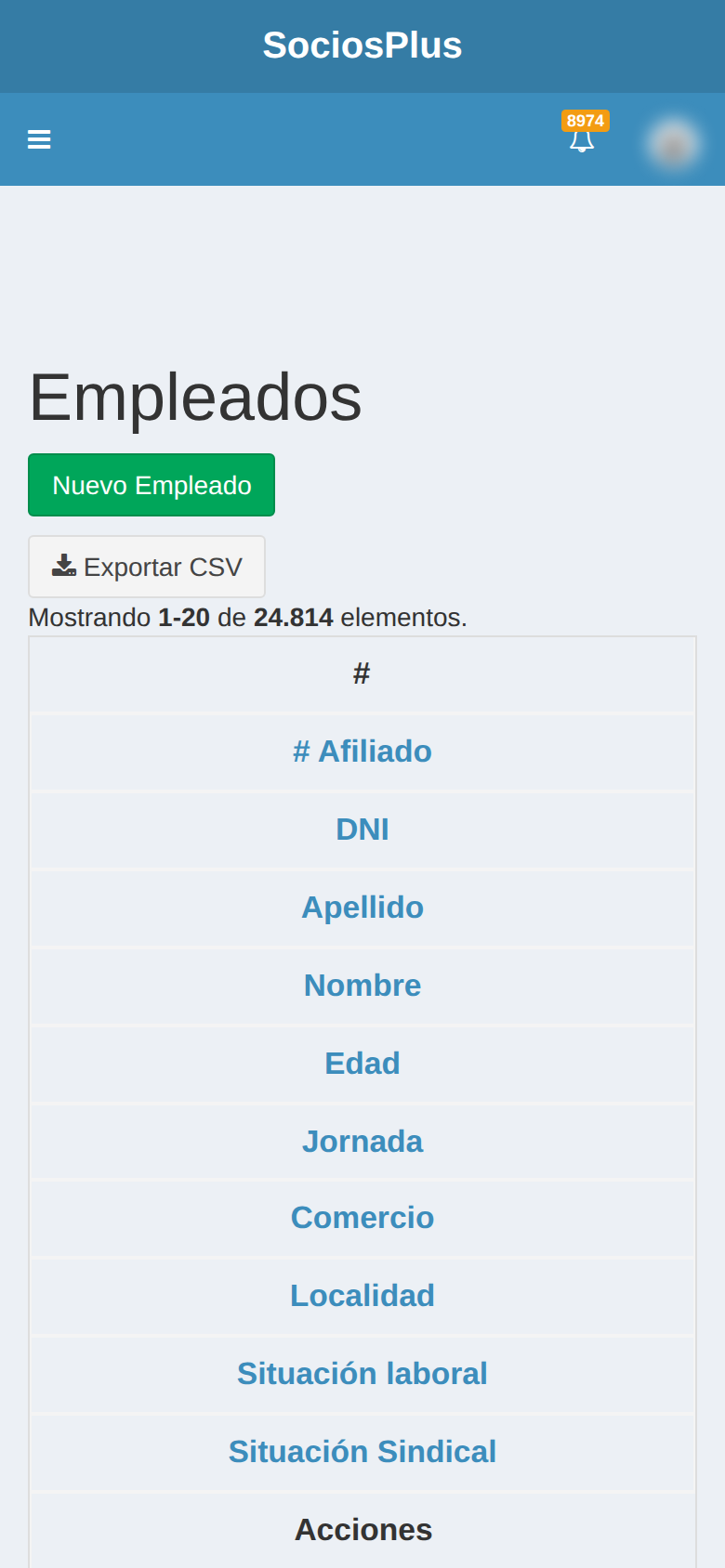 Pantalla de SociosPlus en el celular: Cómo listar y buscar socios — paso 1 de 2