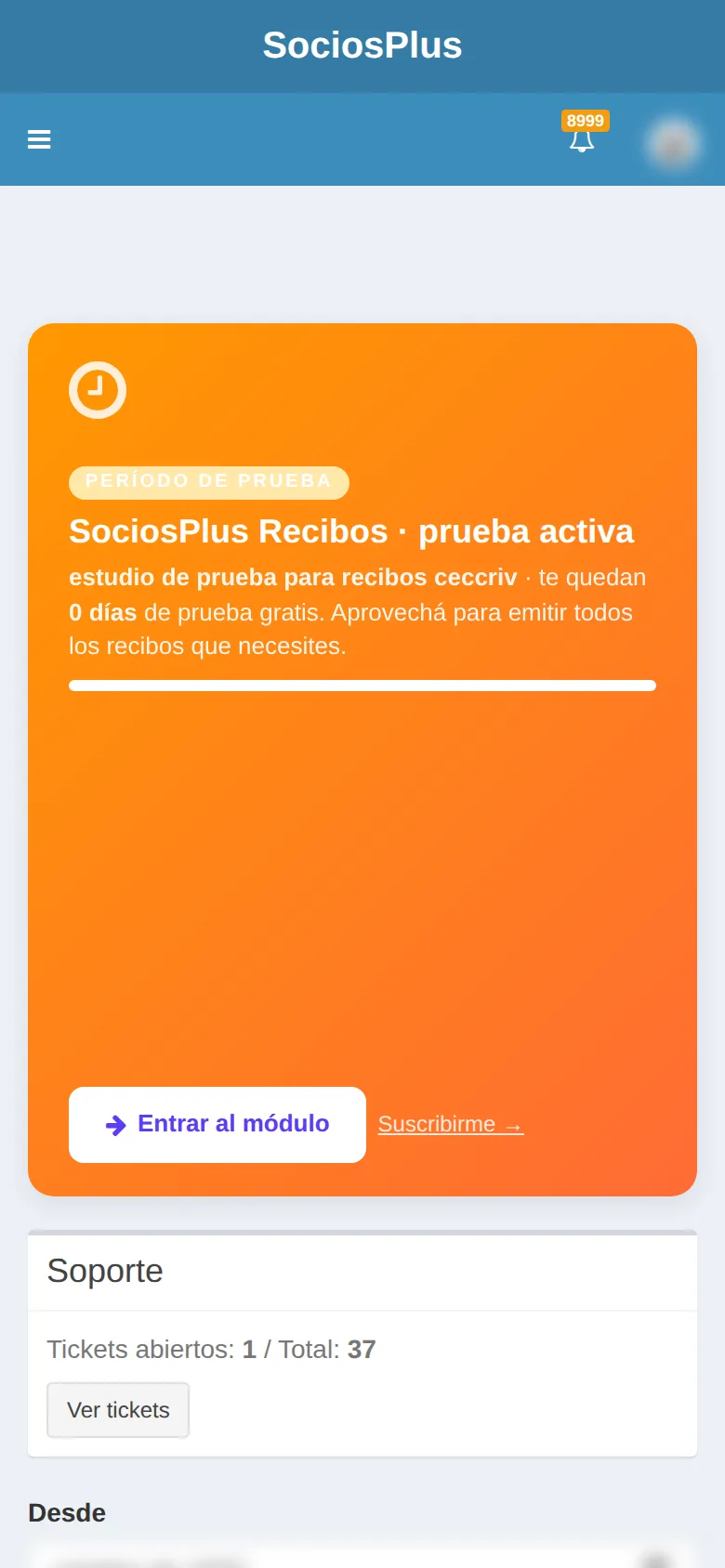 Pantalla de SociosPlus en el celular: Cómo ver el dashboard de resumen de beneficios