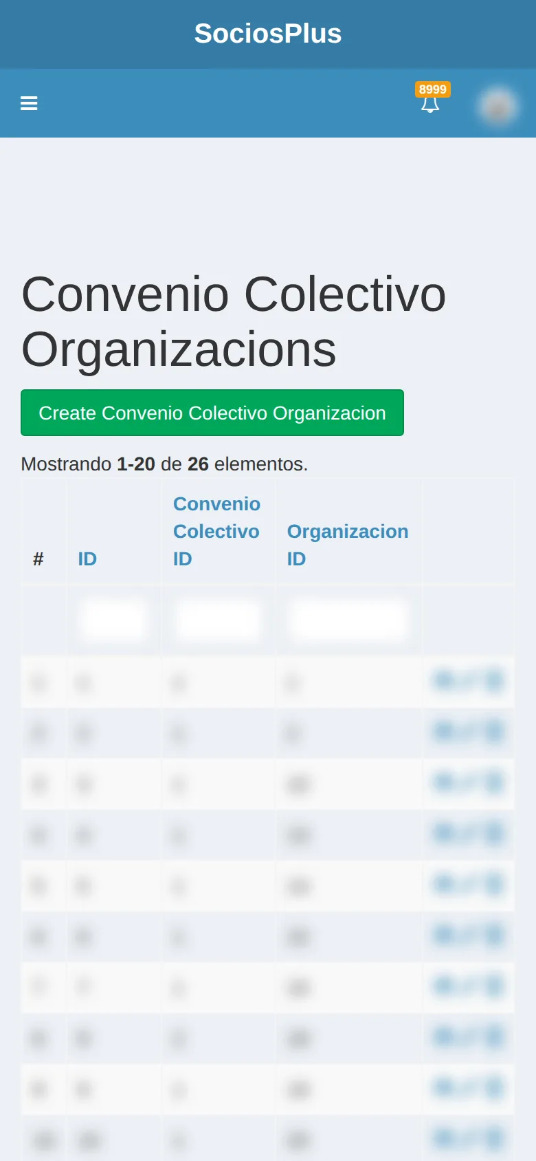 Pantalla de SociosPlus en el celular: Cómo vincular convenio colectivo de trabajo (CCT) a organización