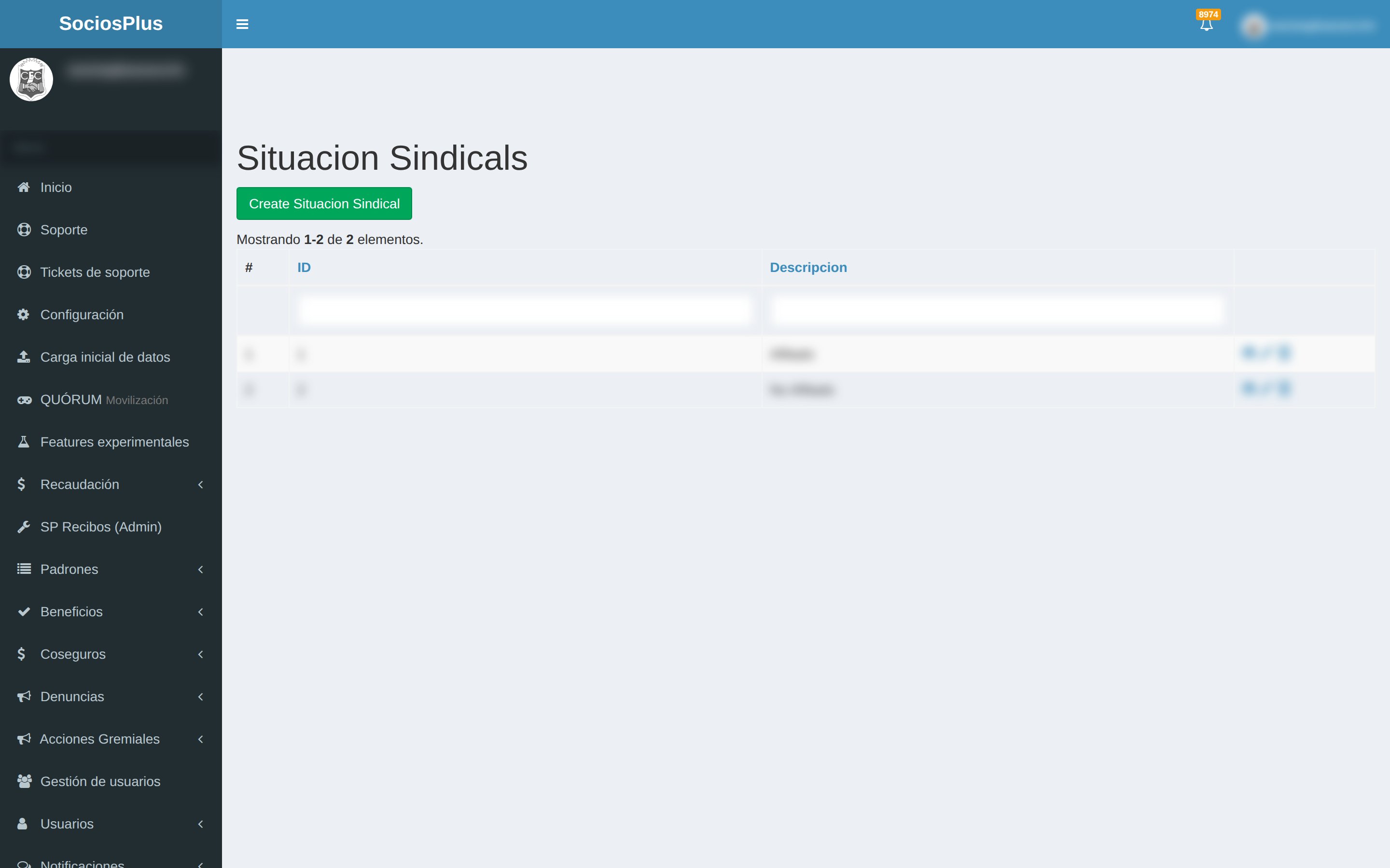Pantalla de SociosPlus en escritorio: Cómo administrar situación de membresía — paso 1 de 2
