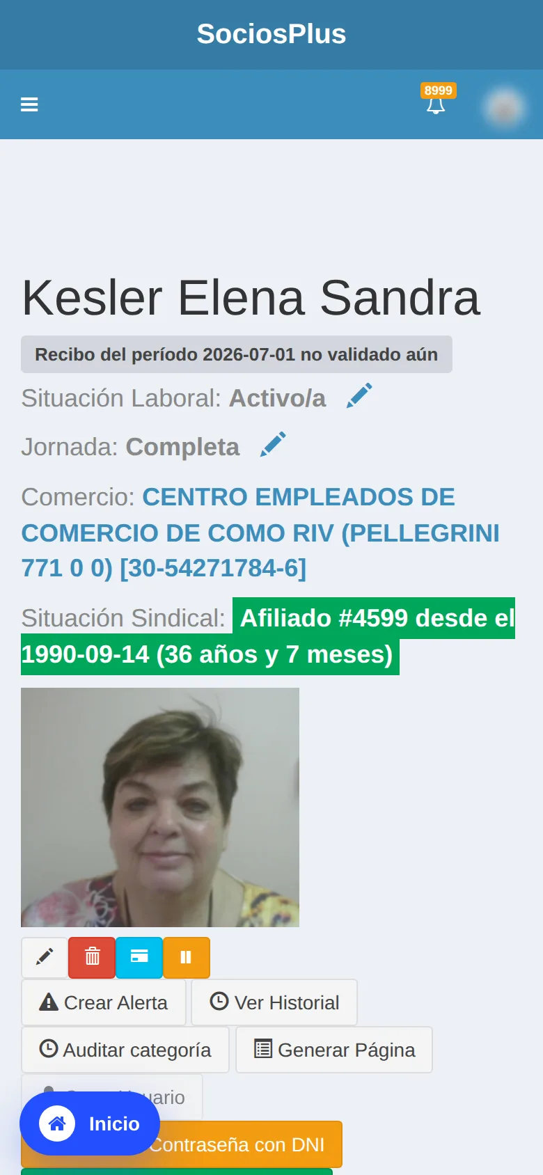 Pantalla de SociosPlus en el celular: Exceptuar socio de restricciones de beneficios
