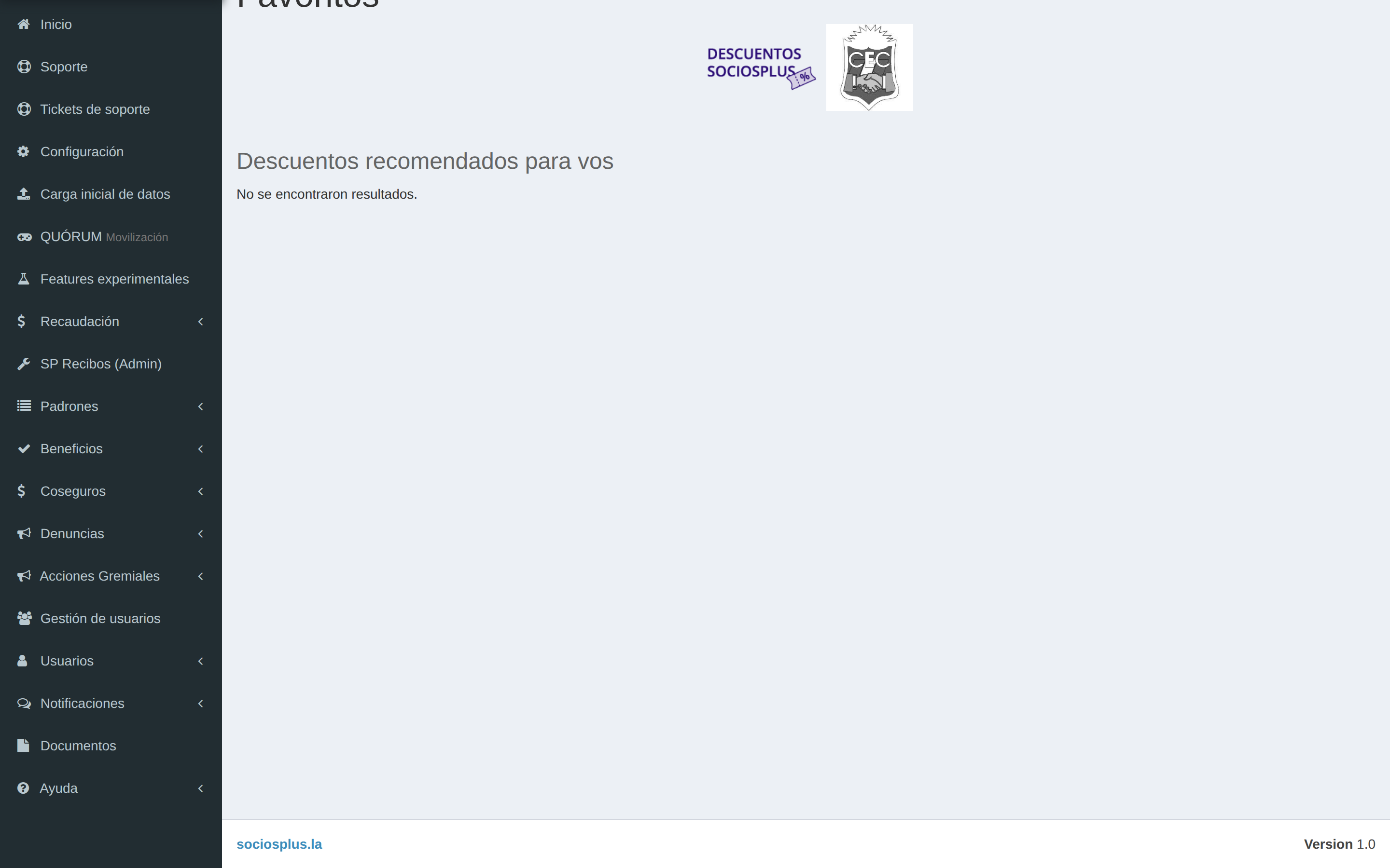 Pantalla de SociosPlus en escritorio: Cómo gestionar cupones favoritos — paso 2 de 2