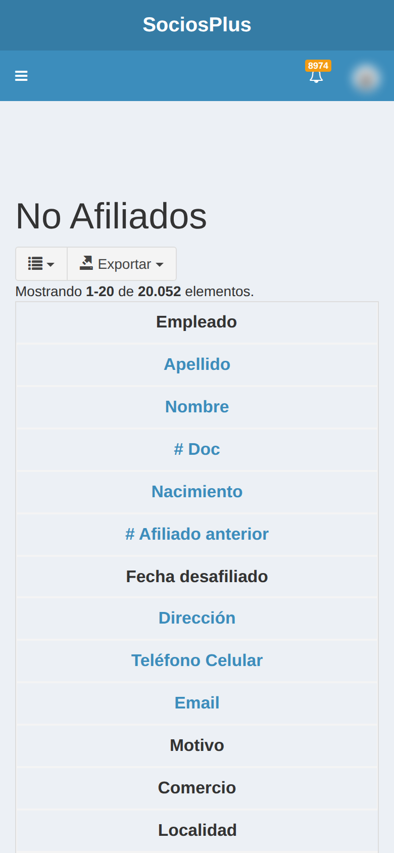 Pantalla de SociosPlus en el celular: Cómo listar no socios — paso 1 de 2