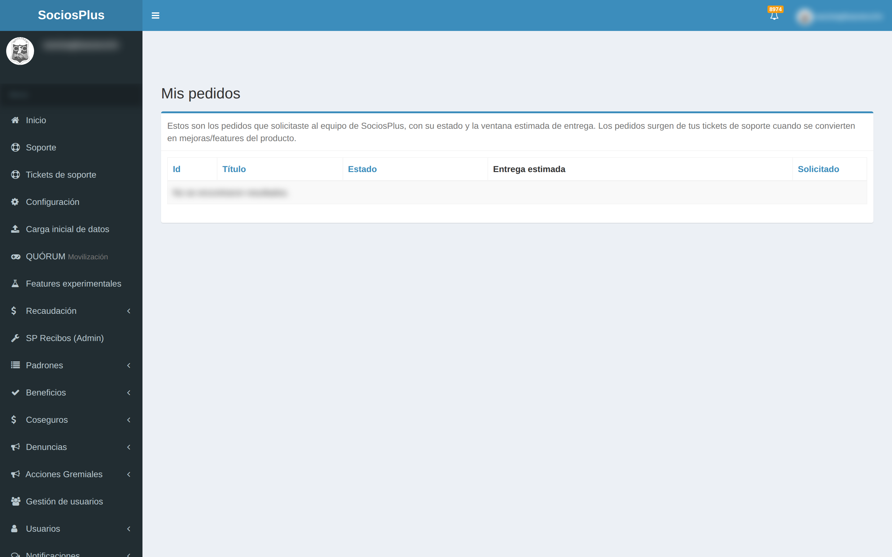 Pantalla de SociosPlus en escritorio: Cómo ver Mis pedidos