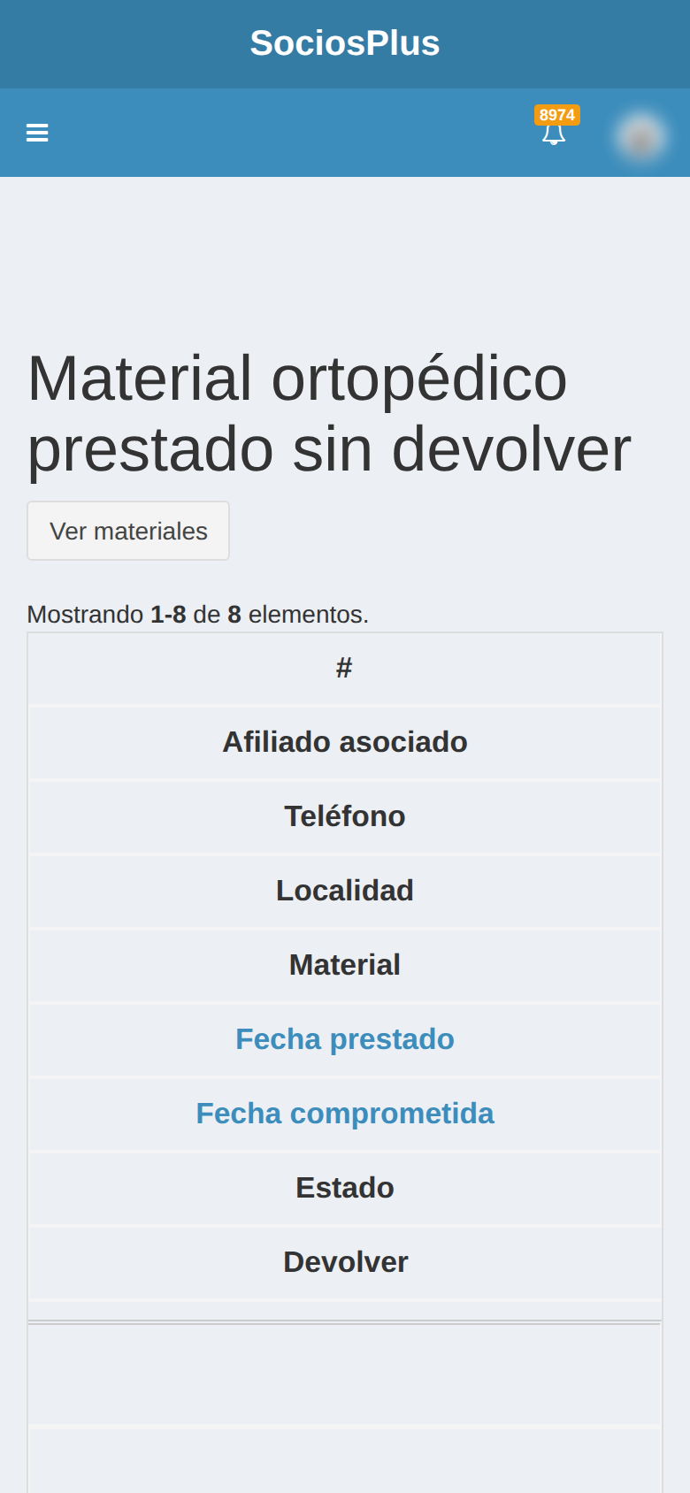 Pantalla de SociosPlus en el celular: Cómo ver notificaciones internas