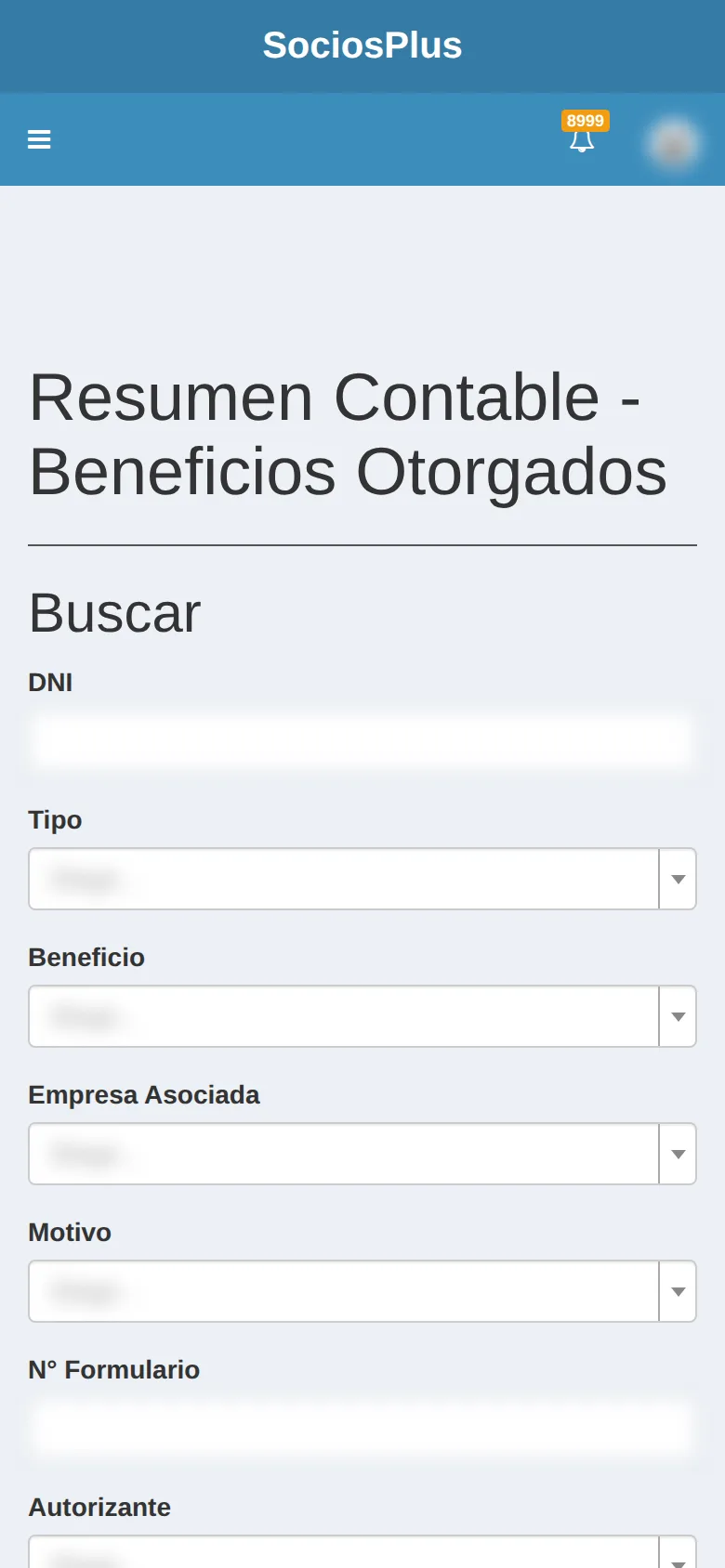 Pantalla de SociosPlus en el celular: Cómo ver el resumen contable de beneficios otorgados